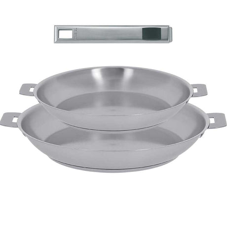Série de 2 Poêles inox STRATE avec poignée OFFERTE - CRISTEL