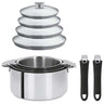 Lot de 4 Casseroles Mutine avec 2 poignées noir et 4 couvercles - CRISTEL