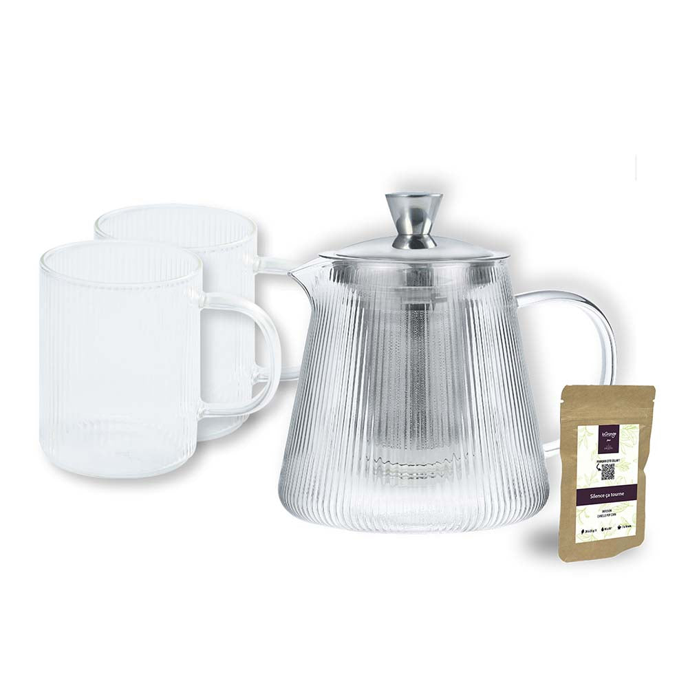 Set Darjeeling : 2 mugs en verre et théière assortie - CRISTEL
