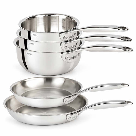 Lot de 3 Casseroles et 2 Poêles Inox CASTEL'PRO - CRISTEL