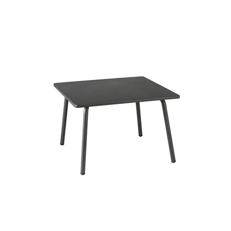 Table basse carrée extérieure LAFUMA Vence Low en acier galvanisé, coloris gris titane, format 59x59 cm, usage professionnel.