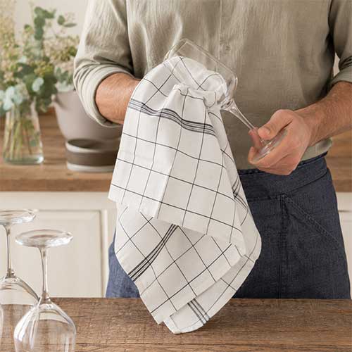 Torchon Bistrot en lin 51 x 80 cm Noir - Charvet Editions en promotion