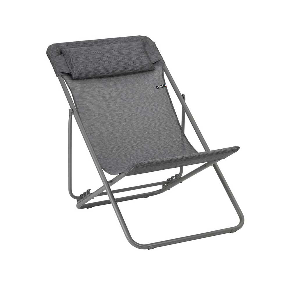 Chaise longue pliante compacte MAXI TRANSAT + toile Batyline DUO - LAFUMA obsidienne
