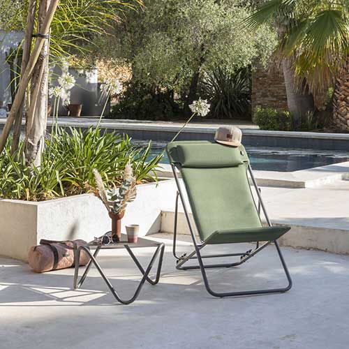 Chaise longue pliante compacte MAXI TRANSAT + toile BeComfort - LAFUMA promotion