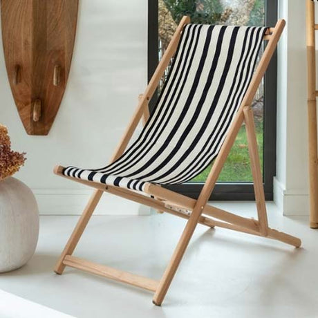 Chilienne transat ADOUR Noir - ARTIGA toile coton structure hêtre