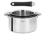 Ensemble de 3 Casseroles inox Casteline Cristel avec 1 poignée Mutine Noir OFFERTE