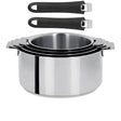 Série de 4 Casseroles Mutine Cristel poignée amovible avec 2 poignées Mutine Noir OFFERTES