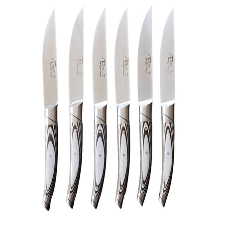 6 couteaux avantage avec manche paperstone couleur gris de la coutellerie Goyon-Chazeau