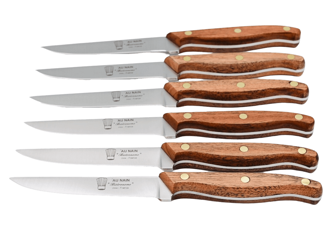 6 couteaux à Steak Bistronome avec Manche en bois de Palissandre de la coutellerie Au Nain