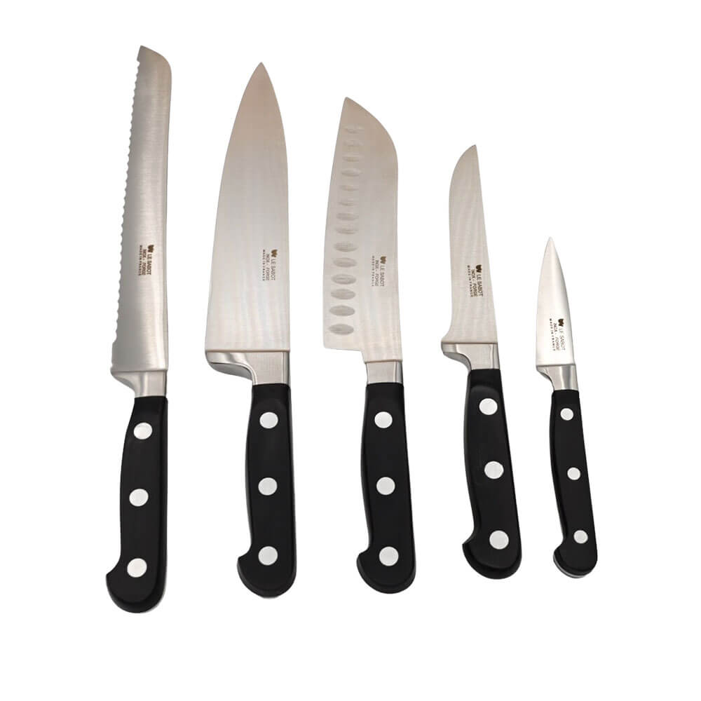 Bloc 6 couteaux de cuisine forgés, cuisine du chef