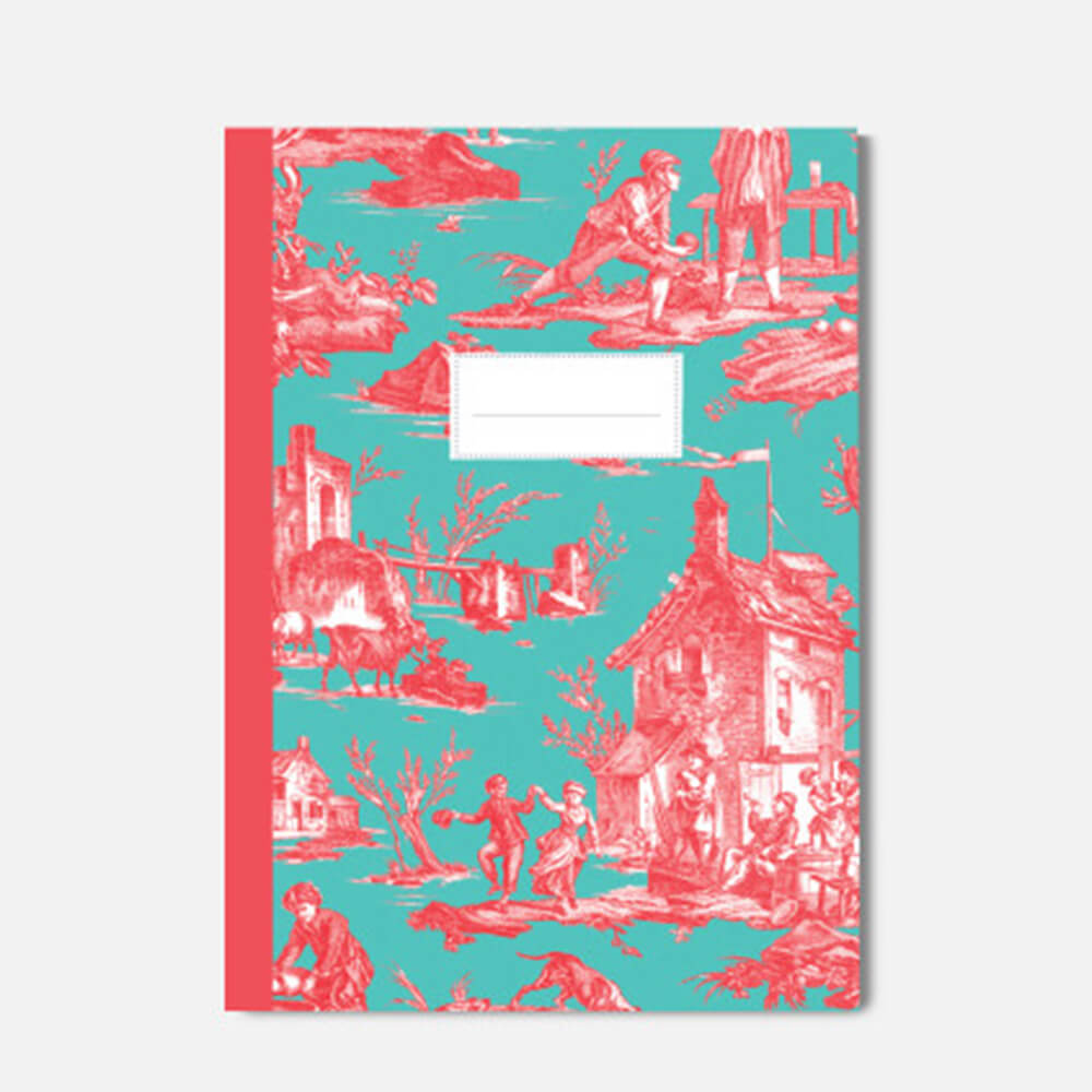 Cahier Toile de Jouy Turquoise - PASCALE EDITIONS