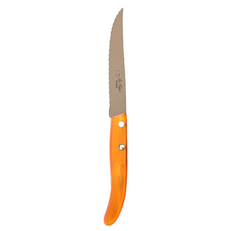 couteau à steak avec manche orange de la coutellerie Au Sabot