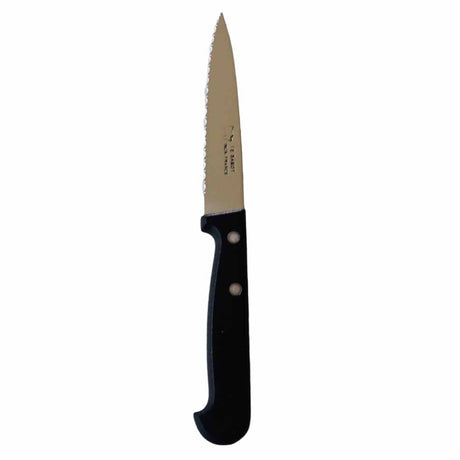 Couteau d'Office à lame crantée ou couteau tomate à manche noir - Au Sabot