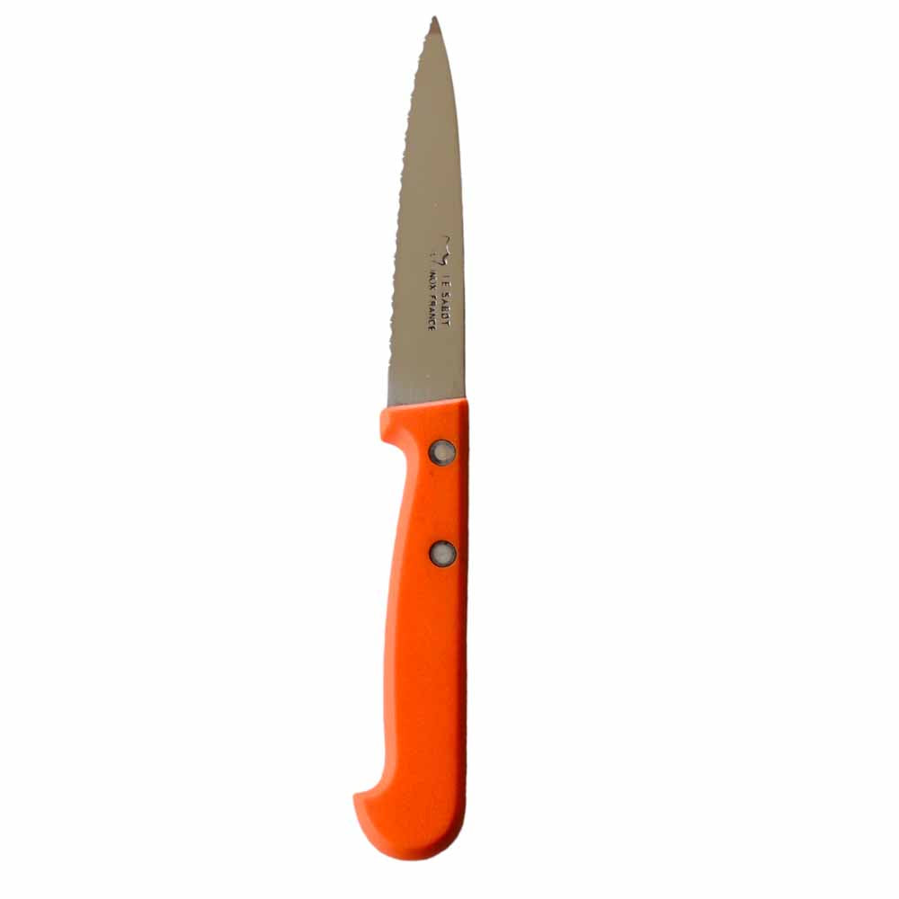 Couteau d'Office à lame crantée ou couteau tomate à manche orange - Au Sabot
