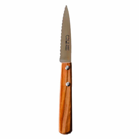 Couteau d'Office Lame crantée ou couteau tomate Manche en Bois d'olivier - Au Sabot