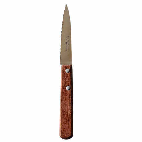 Couteau d'Office Lame crantée ou couteau tomate Manche en Bois de Sapelli - Au Sabot