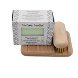 Ensemble Porte-savon en hêtre, brosse et savon sauge-basilic - ANDREE JARDIN