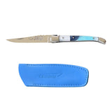 Couteau Pliant Laguiole avec Etui en Cuir Bleu OFFERT - Au Sabot