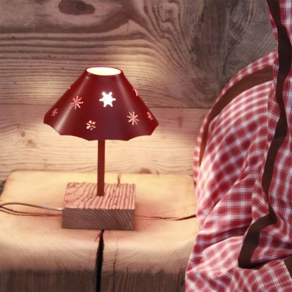 Petite lampe avec Abat-Jour Etoile Rouge - Les Sculpteurs du Lac