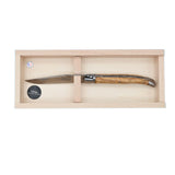 Couteau pliant Laguiole Prestige Manche Olivier présenté dans un coffret plumier en bois - Au Sabot